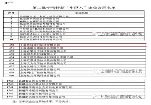 凱科閥門成功晉級國家級專精特新“小巨人”企業(yè)