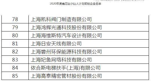 凱科閥門(mén)入選2020年度嘉定區(qū)小巨人計(jì)劃獎(jiǎng)勵(lì)企業(yè)名單