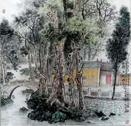 喬領(lǐng)國畫《大隋古剎國清寺》